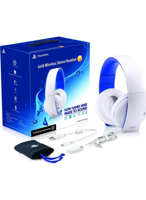 Купить гарнитуру для PS4 Gold Wireless Stereo Headset White в