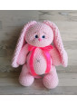 Вязанная игрушка ручной работы Заяц светло розовый H303 (40 см)