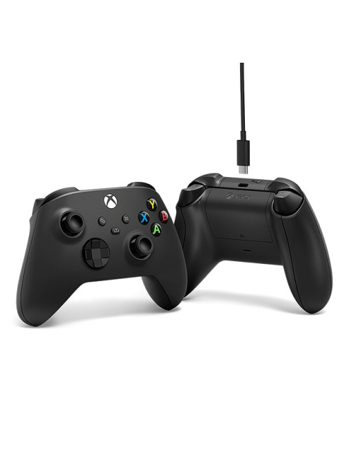 Геймпад беспроводной Microsoft Xbox One/Series X|S Wireless Controller Carbon Black чёрный + кабель USB Type-C (1V8-00008)